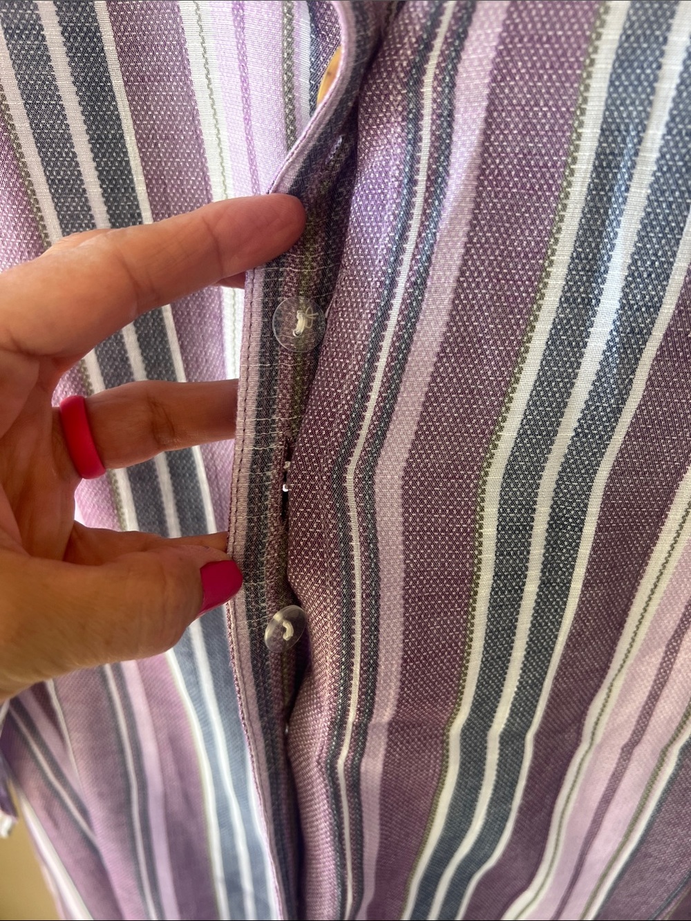 Catherine’s 18/20WP Lilac Stripe Button Down Elbow Sleeve Shirt Mother of Pearl - Picture 6 of 9